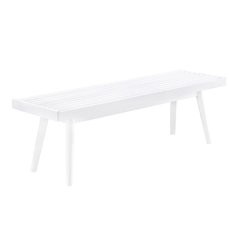 Solid Wood Slatted Bench In White, Ideal For Home Furnishing -style Bench, White Color