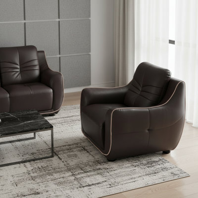49" Brown Tufted Leather Match Club Chair