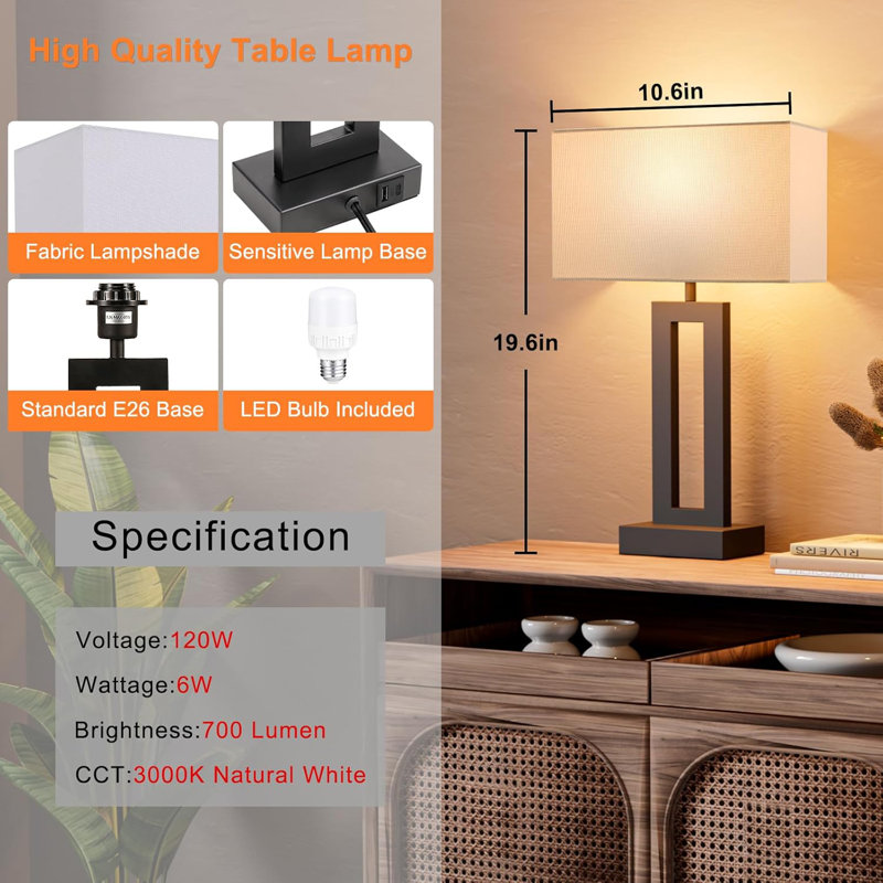 Lampes de chambre à coucher pour tables de chevet - Contrôle tactile, Blanc