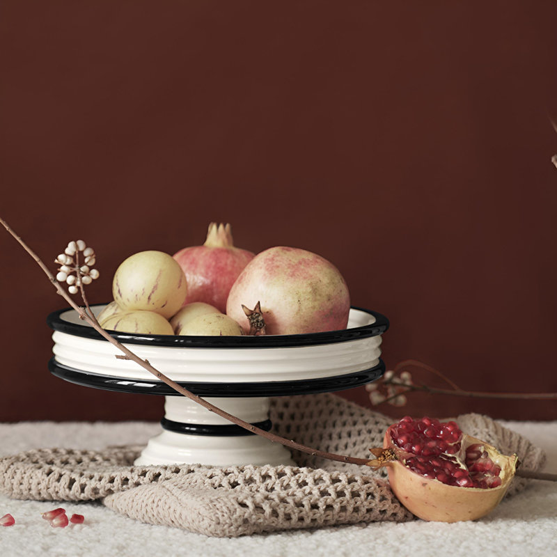 Tiramisu High Footed Ceramic Tray - Elegant Home Decor And Multi Functional Desktop Art