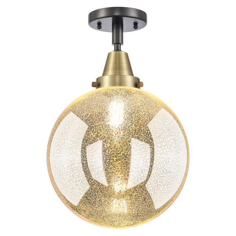 Beacon Glass LED Flush Mount, Black Antique Brass