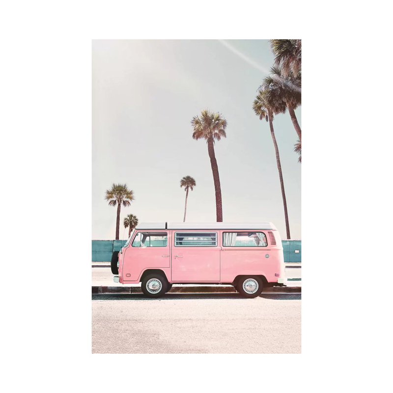 Pink Van by Sisi & Seb - Wrapped Canvas Print, 20.32 cm H x 30.48 cm W