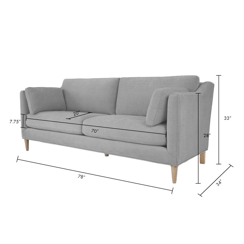 Taelan 78"W Upholstered Modern Bench Sofa, Removable Cushion & Oak Wood Legs