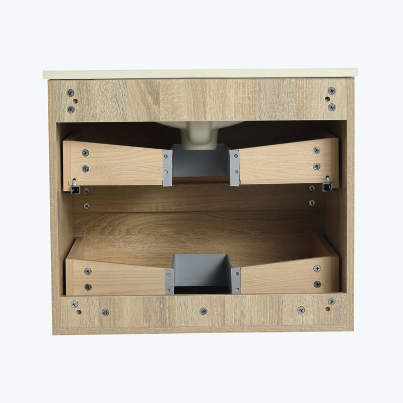 Base de meuble-lavabo simple mural 23,38 po seulement, Chêne clair