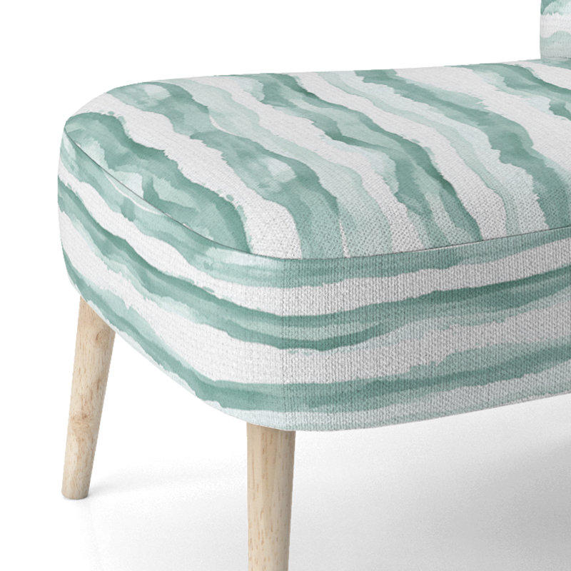 Chaise rembourrée rayée - Chaise d'appoint verte et blanche River Lines, Chaise d'appoint sans accoudoirs