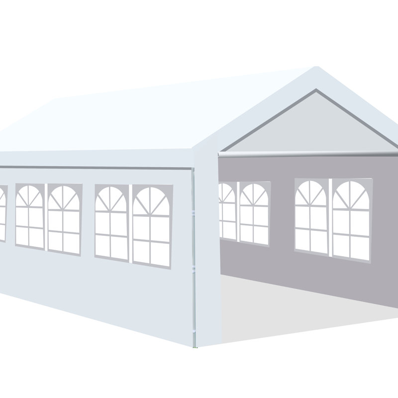 10'X20' Heavy Duty Carport Gazebo, Canopy Garage, Car Shelter With Windows