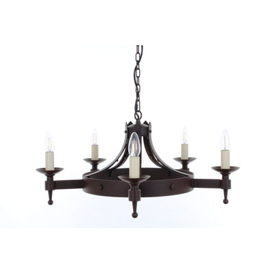 Grandfield 5 - Light Waggon Wheel Chandelier