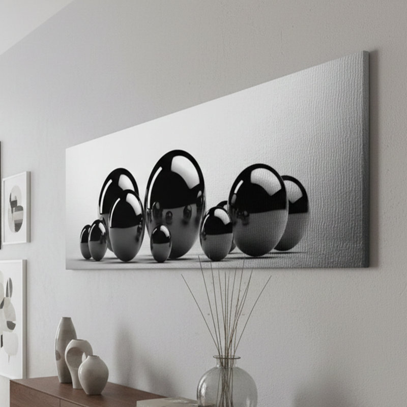 Black Balls Circle On Canvas