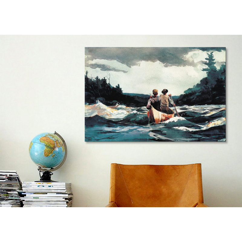« Canoe in The Rapids 1897 » par Winslow Homer, reproduction d'art sur toile, H 40 po x l 60 po x P 1,5 po