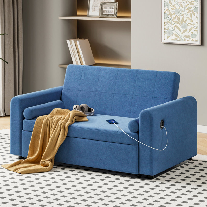 2 Seater Sofa Bed, Blue