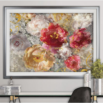 « roses le intemporel i », reproduction de peinture à l’acrylique encadrée