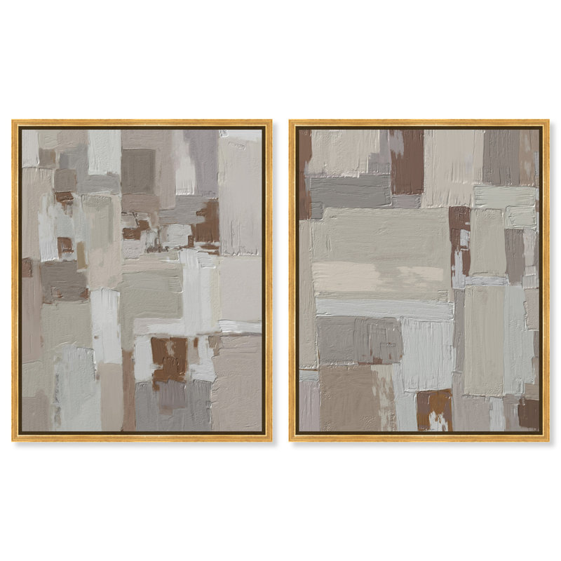 In Place Set Canvas Abstract Print by Oliver Gal, Black Frame, 16 x 20, 37"H x 46"W, Gold Floater Frame