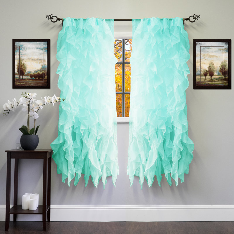 Fulda Semi Sheer Curtain Single Panel, Sea, 50" W x 63" L