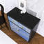 Armoire de rangement pour salle de bain 2 portes, 1 tiroir - noir + bleu avec tablette de rangement laquée à finition réglable