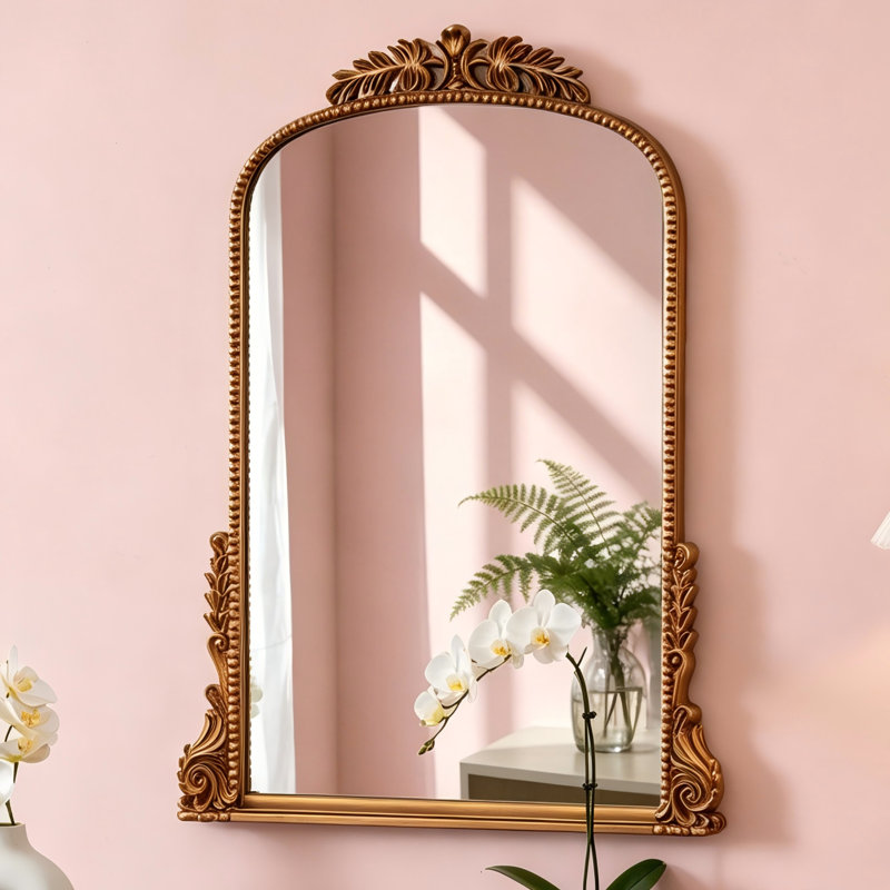 Arch PU Wall Mirror, Antique Gold, 80cm H x 60cm W