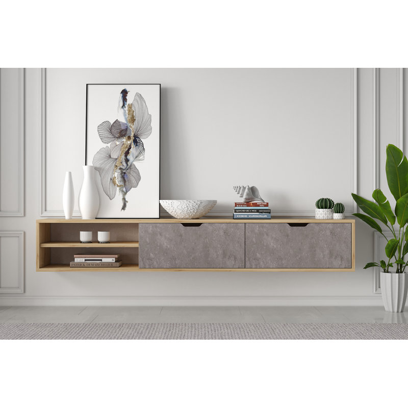 Savya TV Stand for TVs up to 78", Oak-Daisy