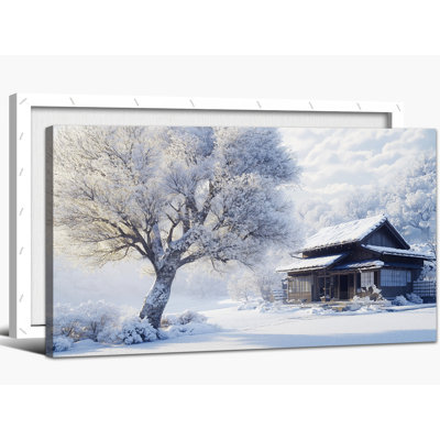 Paysage d'hiver, art mural sur toile, cabane de Noël, neige, pin, peinture, forêt naturelle moderne, impressions sur toile pour le salon, chambre à coucher, affiche rétro