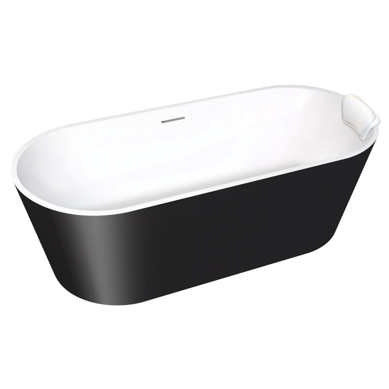 Transolid Freestanding Bathtub, Black/White, 23.25" H x 31.12" W x 66.87" D
