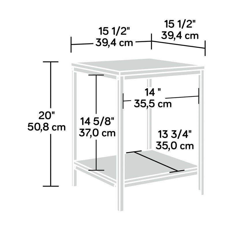 Charter Oak and Black Metal Rectangular Side Table with Shelf