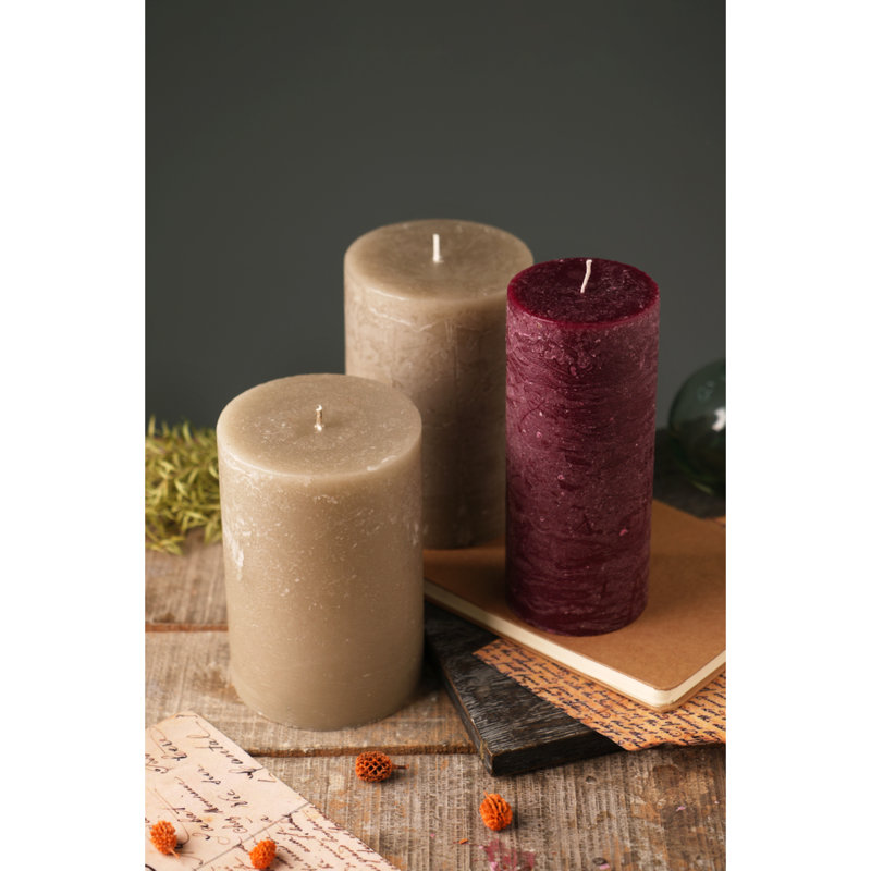 3 Piece Lavender Scented Pillar Candle Set