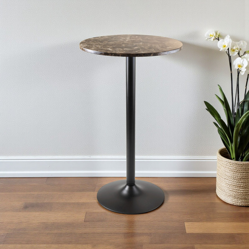Azhaan 3-Pc Metal Dining Set with Round Table in Espresso/Black Finish, 31'' H X 14.5'' W X 15.1'' D