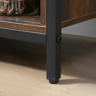 Kitchen Sideboard with Sliding Barn Doors, Three Drawers and Adjustable Shelves