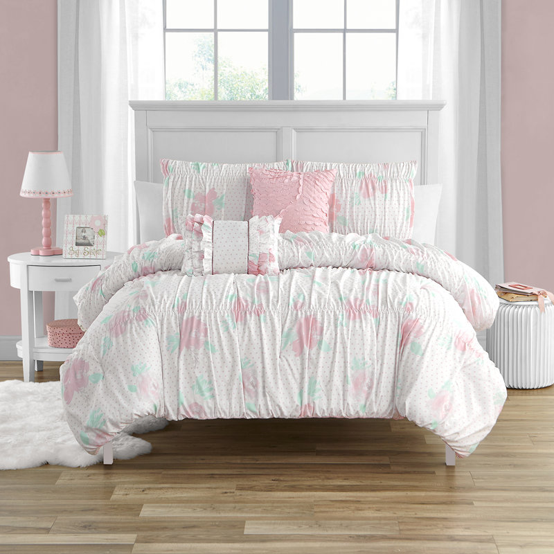 Ensemble d'édredon en microfibre rose ALEX + BELLA Tabitha, Édredon simple + 3 pièces supplémentaires