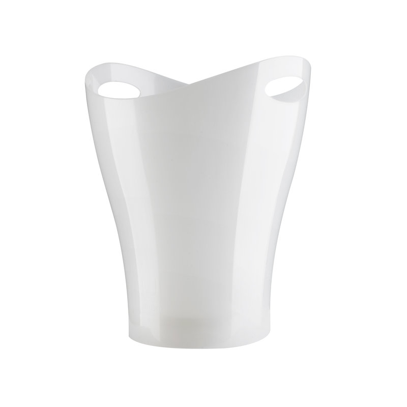 Corbeille pour déchets en plastique avec poignées intégrées Calhoon, Blanc métallique
