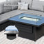42" Powder Coated Aluminum Square Firepit With Stainless Burner and Cover and Windguard-926673095