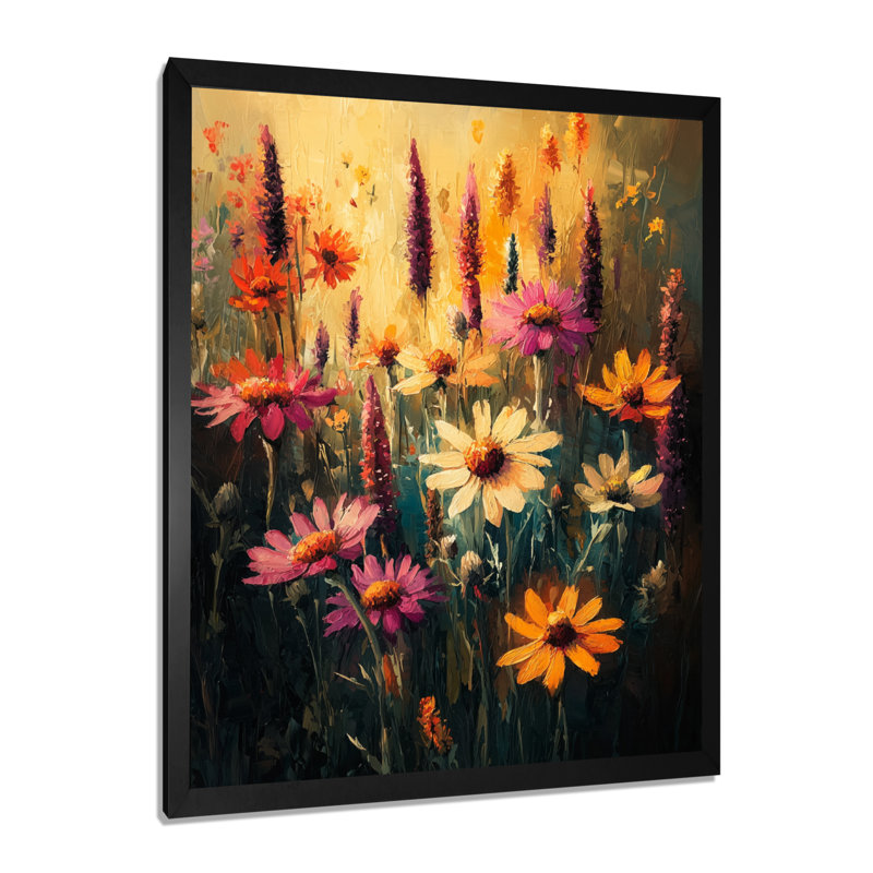 Bayliff - Floral Wall Art Living Room, H 32 po x l 24 po, Reproduction encadrée sans passe-partout, Noir