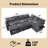 L-Shaped Sectional Sleeper Sofa Bed, 102" 7-Seat Pull Out Couch with USB Charging Ports, LED Lights & Hidden Storage, Convertible Sofa Bed for Living Room-1435753099