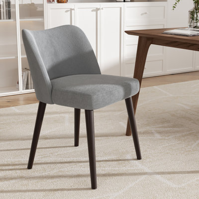 Modern Curved Back Dining Chair With Wood Legs, Upholstered Accent Chair For Kitchen & Living Room