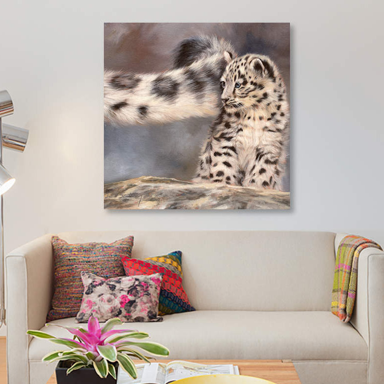 « side balay snow leopard cub », impression sur toile, H 12 po x l 12 po x P 0,75 po, Pas de tapis, Toile tendue