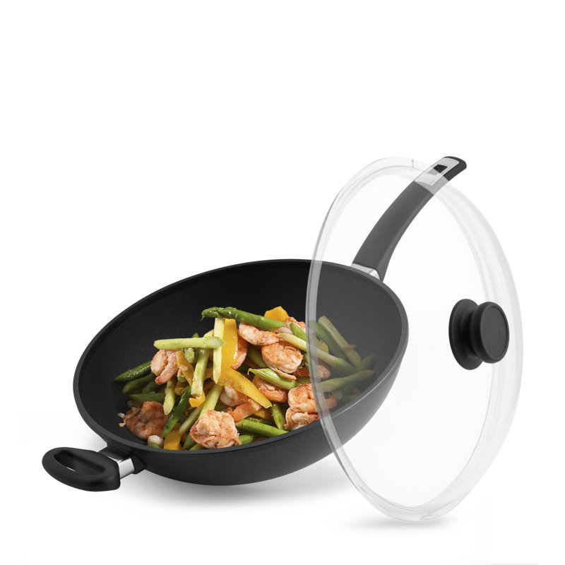 Ultimate 5-Quart Nonstick Cast Aluminum Wok with Glass Lid