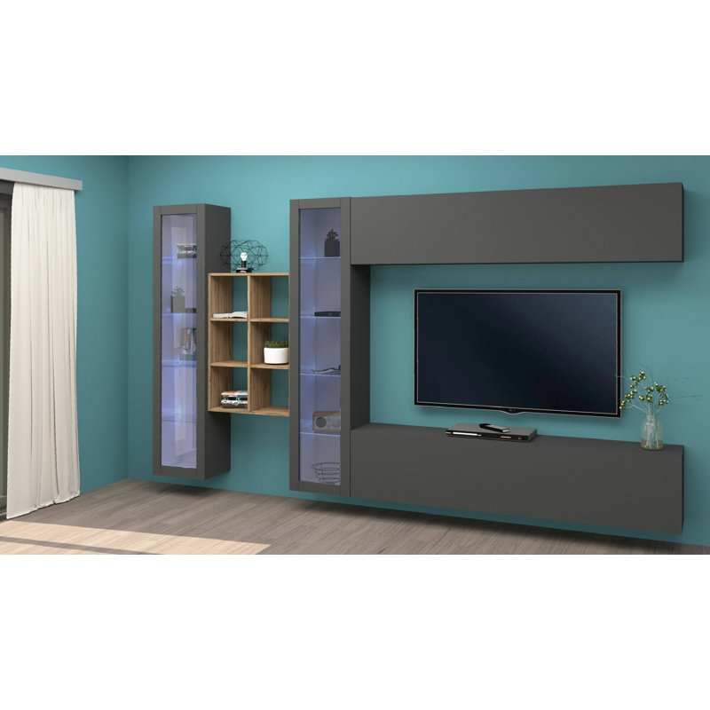 Carlanne Rectangle Accent Cabinet, Anthracite/Maple