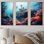«Titanic Under Water Memory I» - ensemble d'art mural sur toile corail sous l'eau