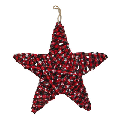 Ornement de Noël 12,25 po à motif écossais rouge et noir