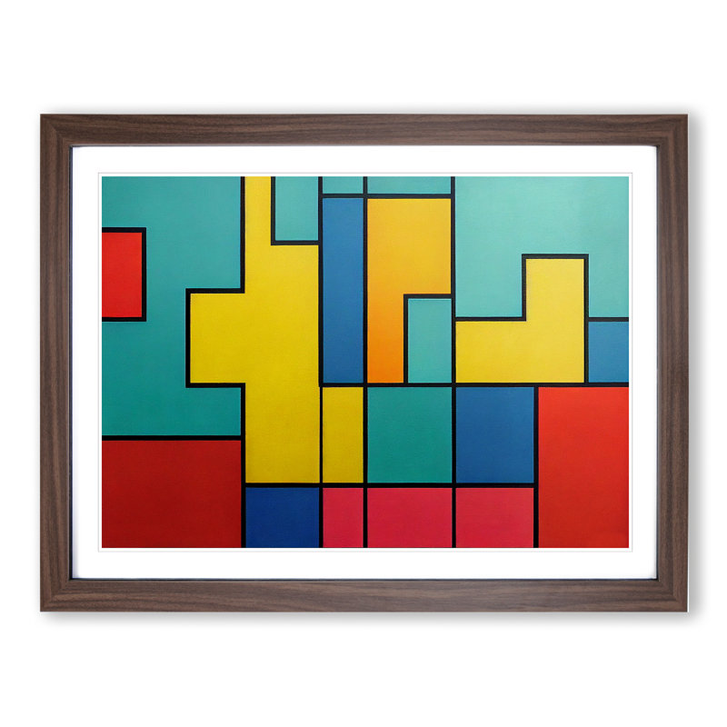 Cubism Abstract Vol.2 - Framed Print, 34cm H x 46cm W x 2cm D, Walnut