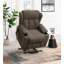 Fauteuil inclinable électrique brun en lin avec mouvement et porte-gobelet