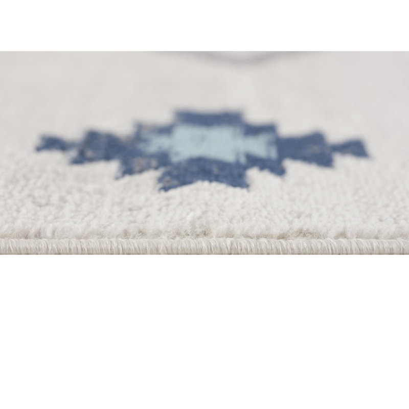 Tapis de couloir 17 pi bleu et beige Southwestern