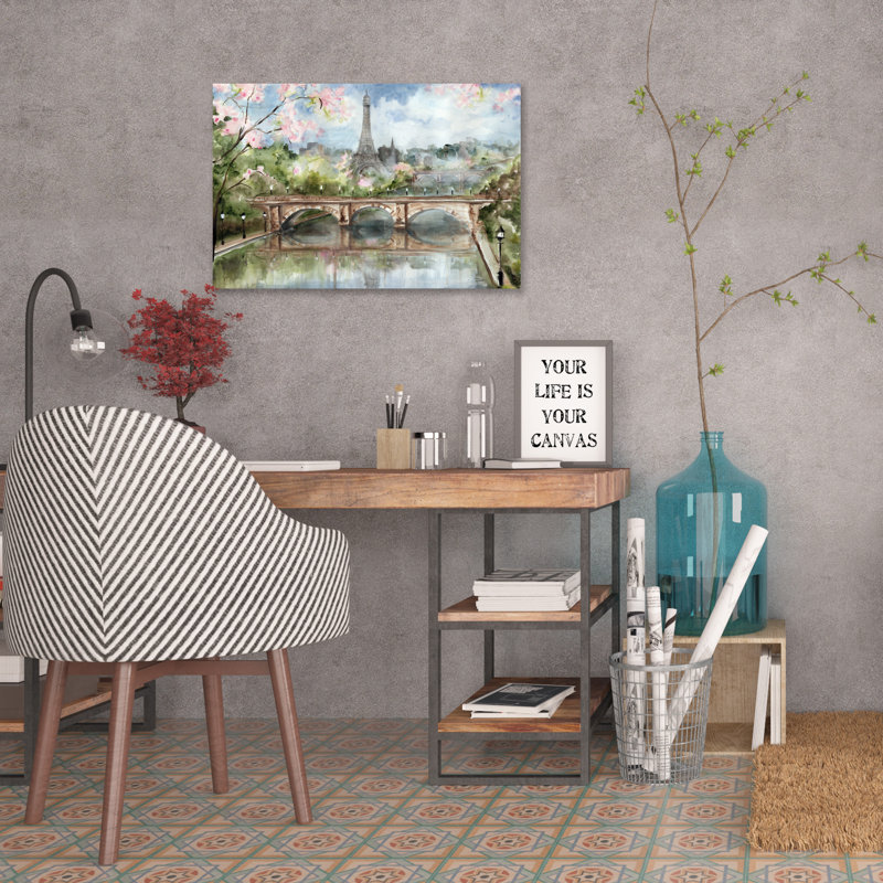 «Paris in the Springtime» par Tre Sorelle Studios - reproduction d'art sur toile tendue, 16 po x 24 po