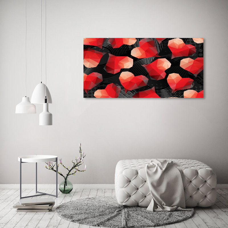 Geometric Hearts - Wrapped Canvas Print
