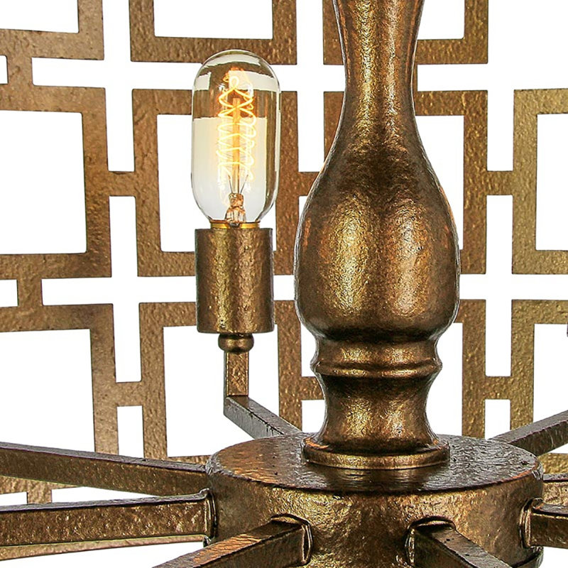 Lustre cylindrique unique à 8 lumières Fifth, Laiton bronzé