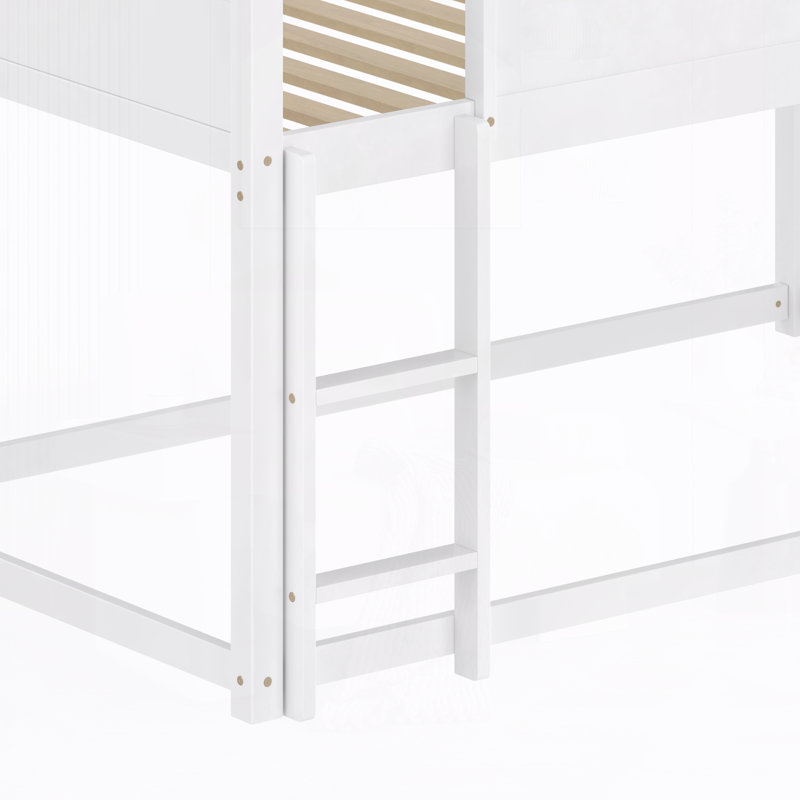 Lit maison avec glissade convertible et échelle, Blanc