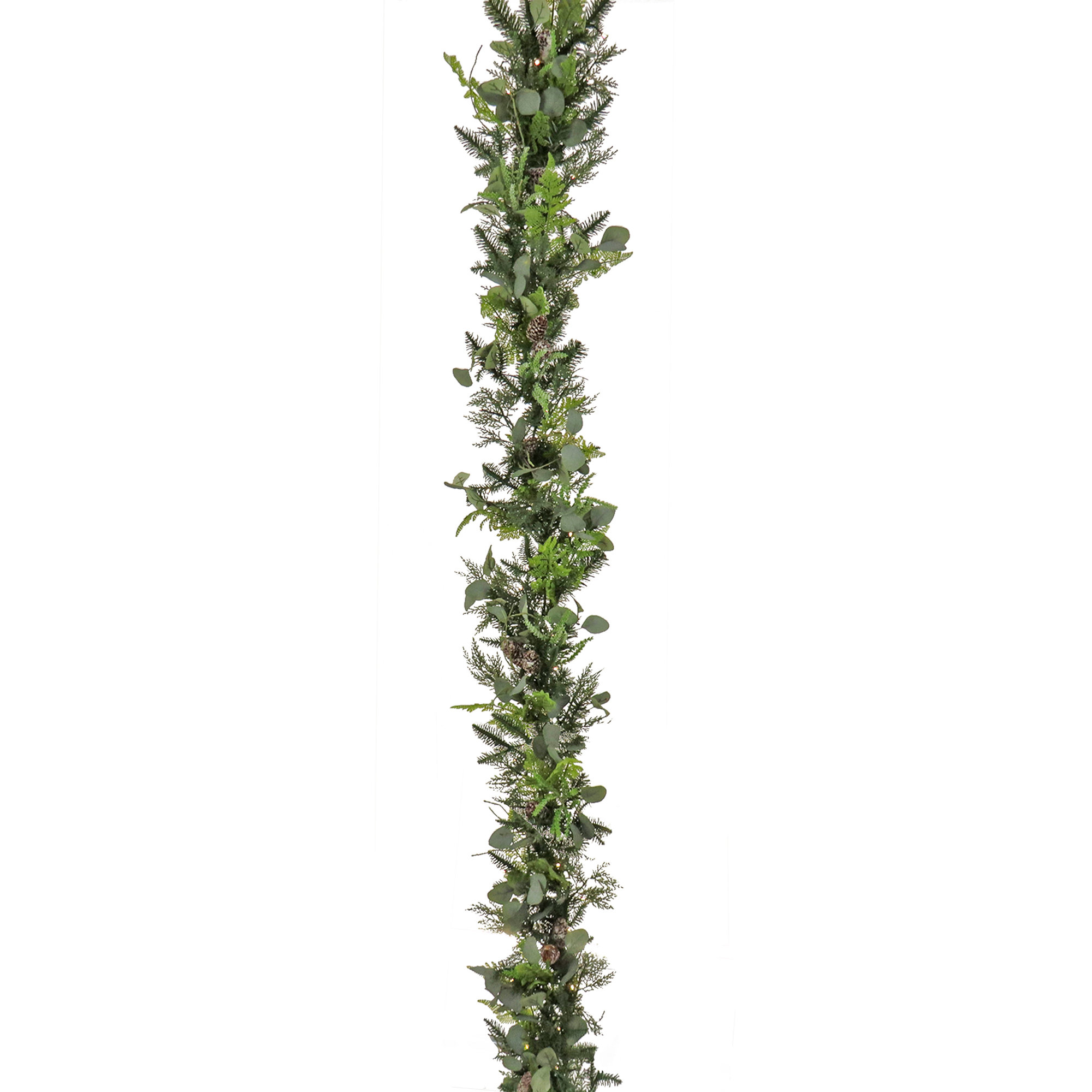 National Tree Company, Winter Garden Eucalyptus Mixed Tip Garland, Battery Operated with Timer, 72"