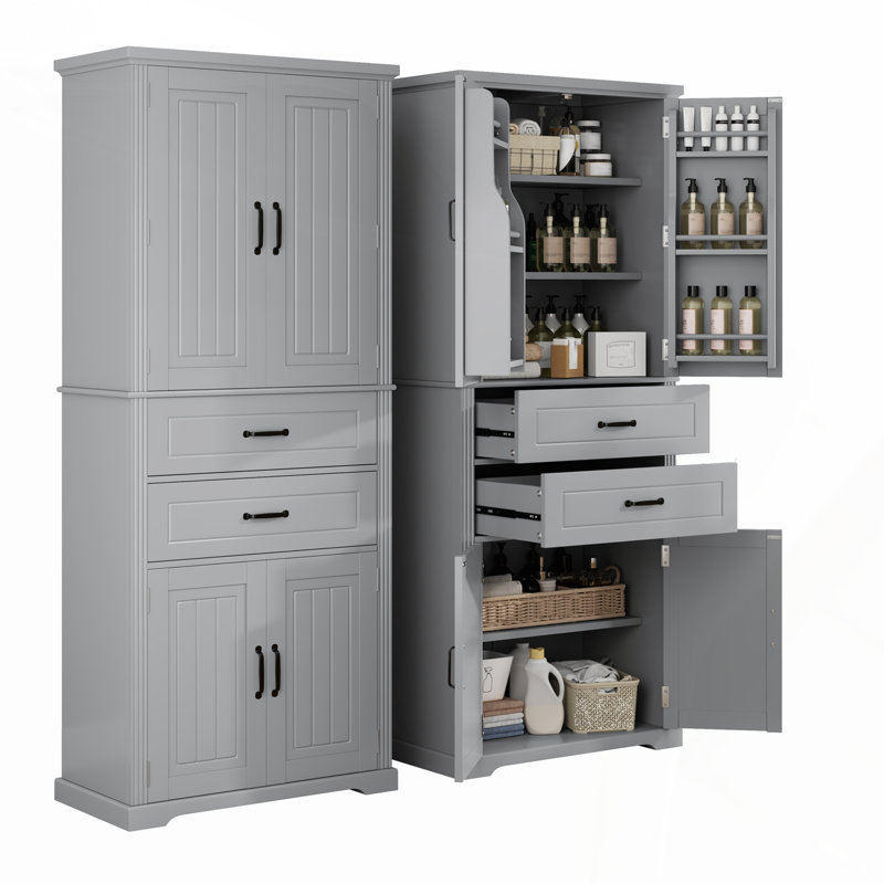 Armoire de rangement polyvalente polyvalente avec 2 tiroirs, tablette réglable et design élégant pour divers espaces, Gris