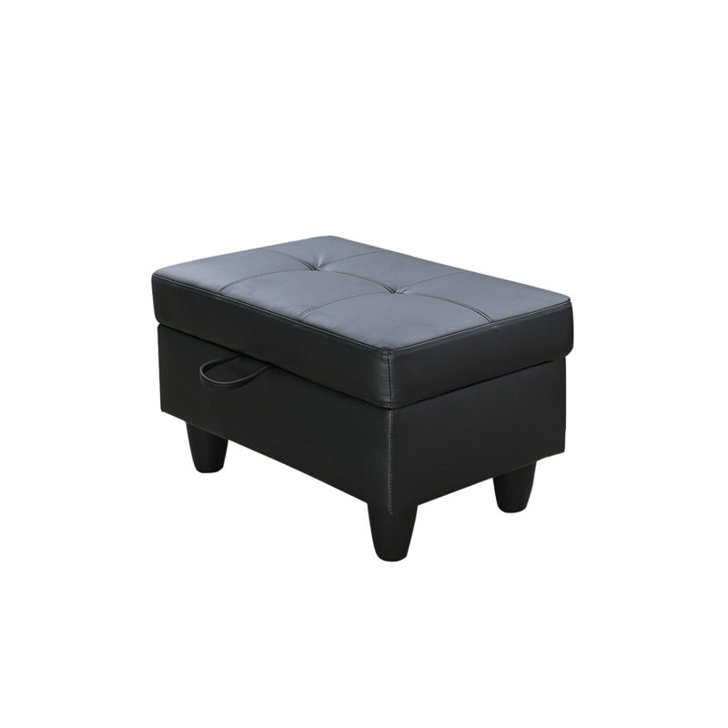 Faux Leather Upholstered Storage Bench, Red