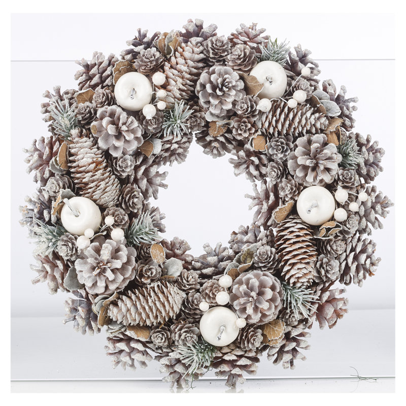 Faux Wood Chip / Wood Curl Wood Wreath, 9cm H x 24cm W x 24cm D