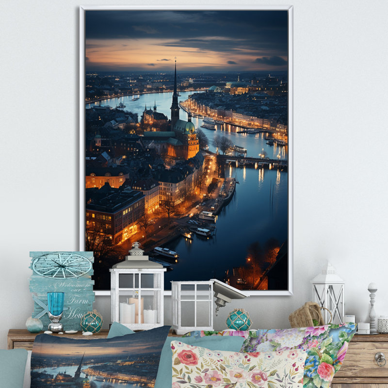 «Copenhagen Beautiful Cityscape Spot II», reproduction sur toile, H 20 po x l 12 po x P 1 po, Blanc