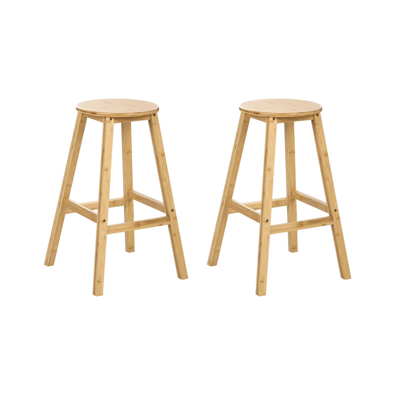 Counter Stool with Solid Wood Frame, Light Brown
